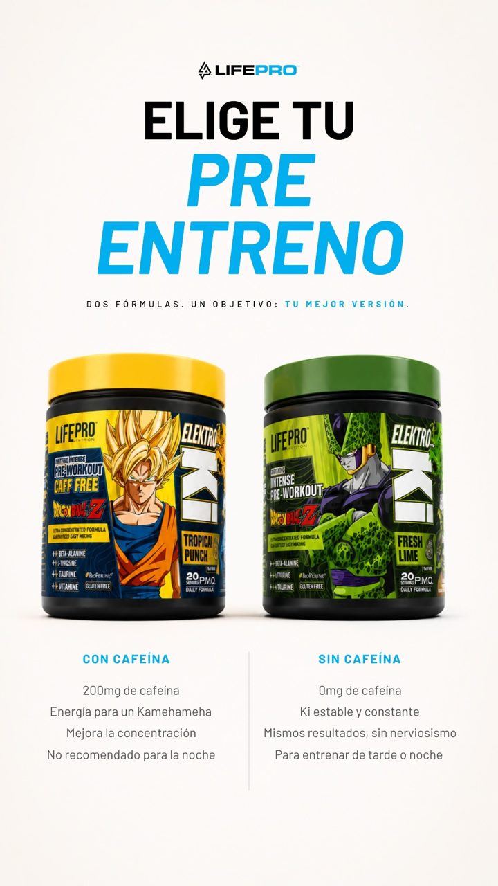 Life Pro Nutrition ad. Angle: With or without caffeine? Pick your pre-workout
