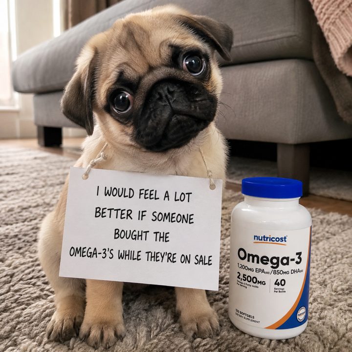 Nutricost ad. Angle: Why pay premium prices for your daily omega-3?