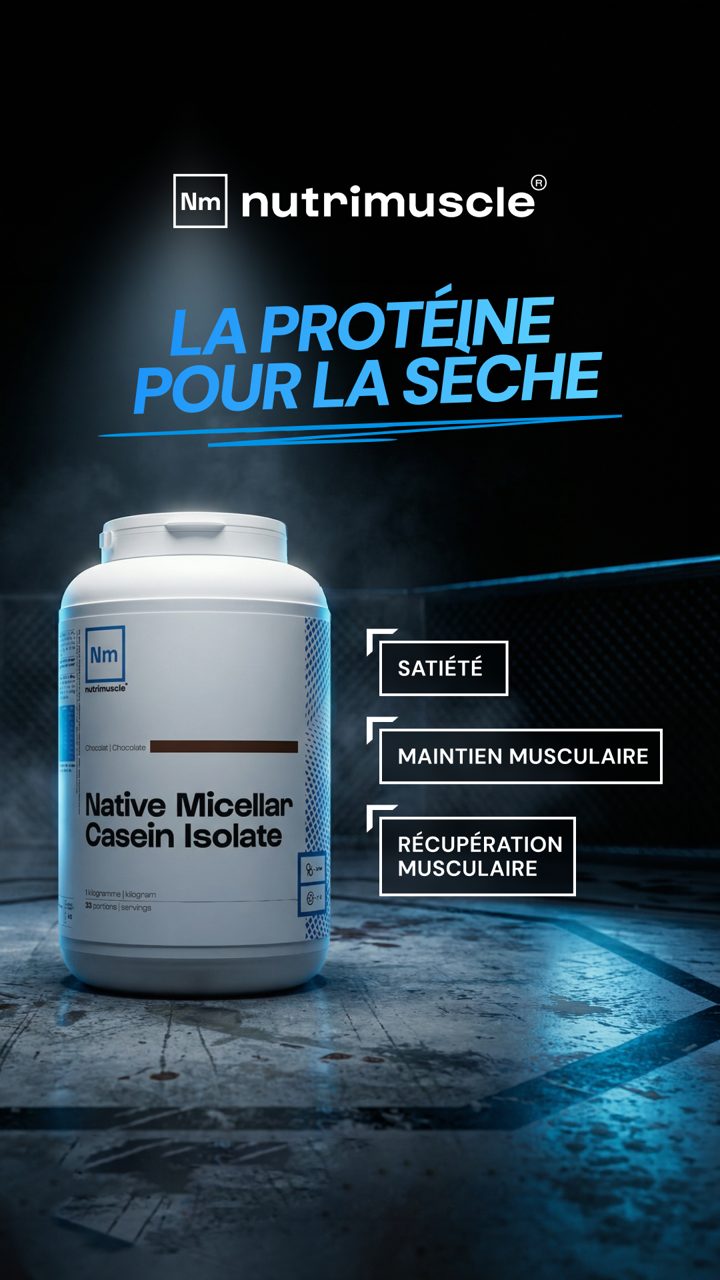 Nutrimuscle ad. Angle: Discover micellar casein: protects muscle overnight