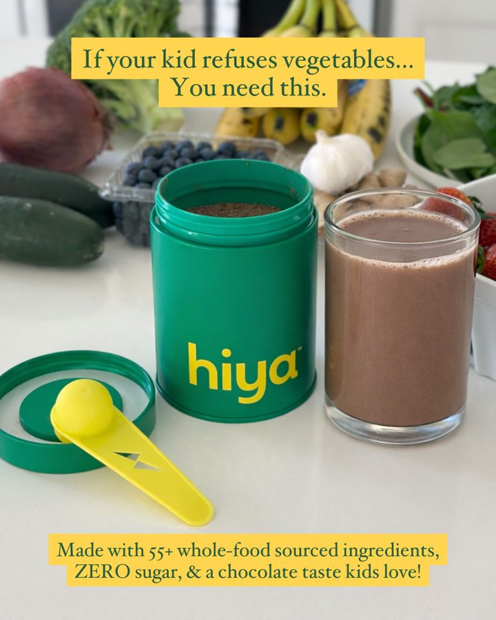 Hiya Health ad. Angle: Kids' greens that taste like chocolate milk