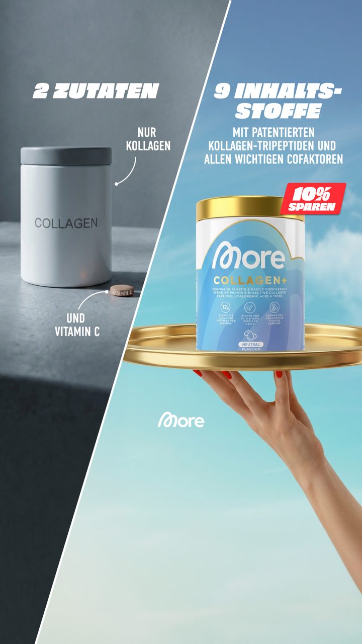 More Nutrition ad. Angle: Your beauty routine, in one tasty drink