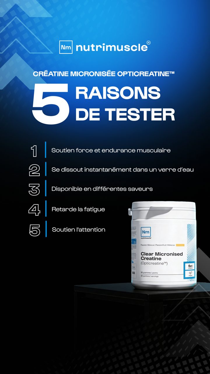 Nutrimuscle ad. Angle: Five reasons to try micronised creatine