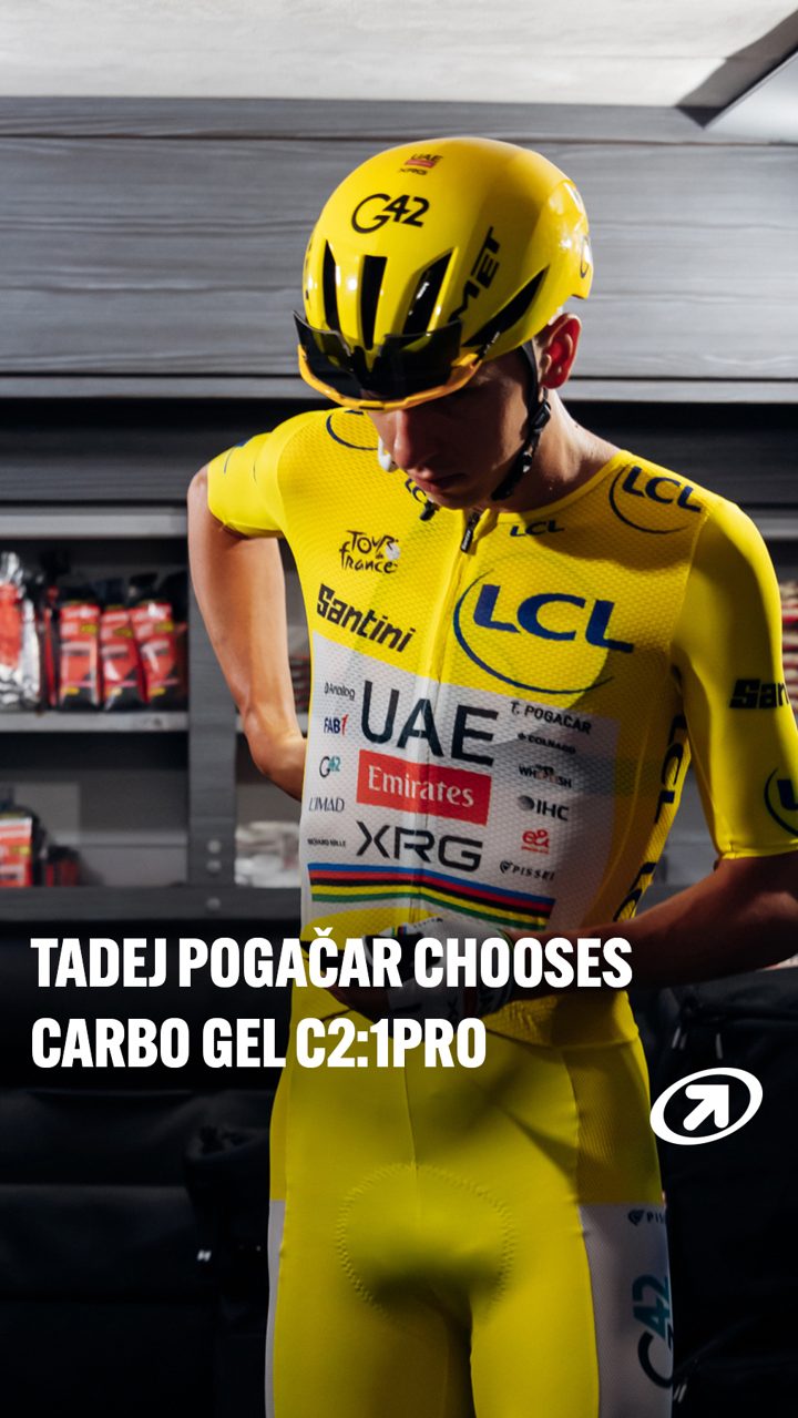 Enervit ad. Angle: From a world champion to you: a gel built with the pros
