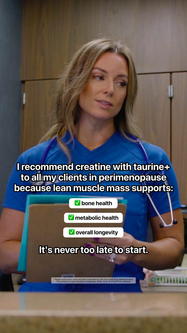 mindbodygreen ad. Angle: Muscle loss in perimenopause: the 70-80% lower creatine stores stat