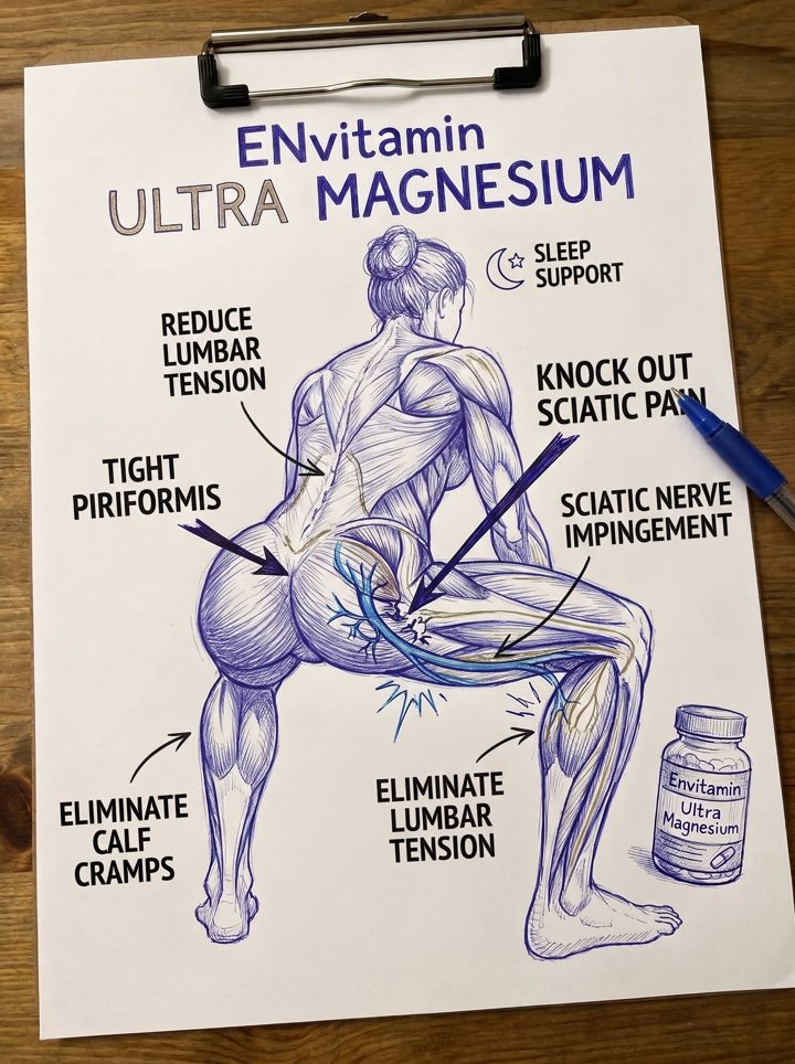 Envitamin ad. Angle: Anatomy chart of pains magnesium "eliminates"
