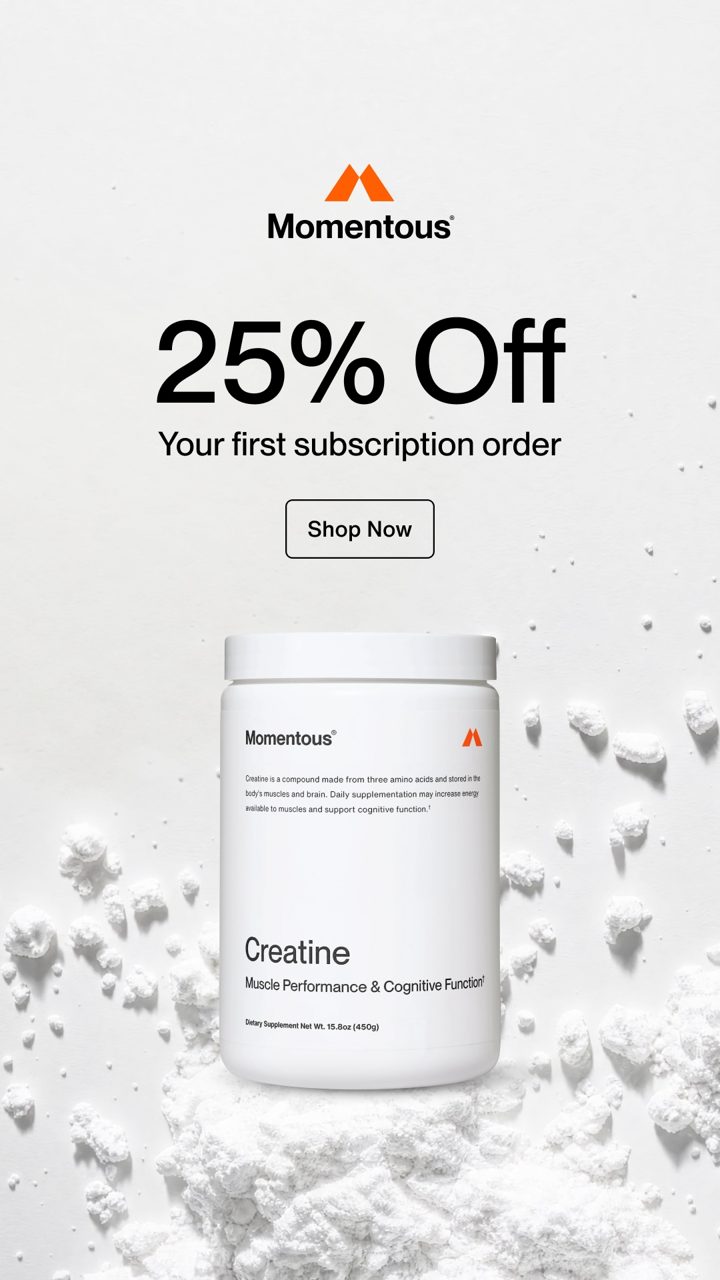 Momentous ad. Angle: Not all creatine is equal: we test for everything