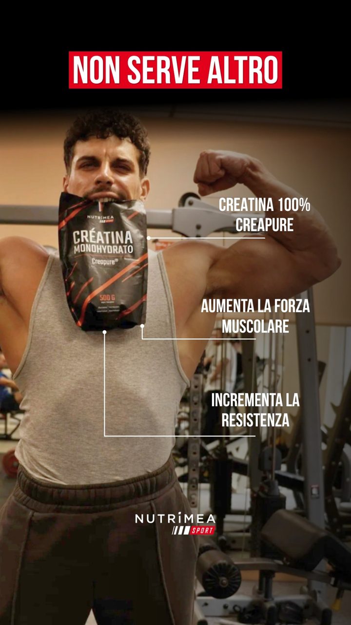 Nutrimea ad. Angle: Creapure creatine, the purest on the market, with no additives