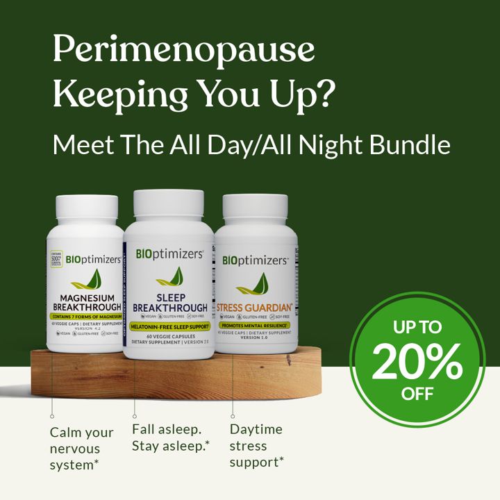 BiOptimizers ad. Angle: [Life-stage symptom] keeping you up? A bundle for it