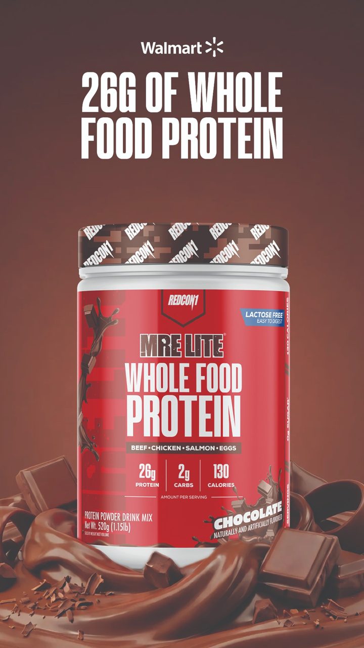 Redcon1 ad. Angle: 26 g protein, zero lactose