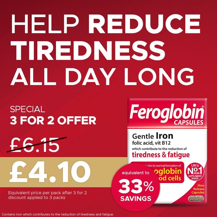 Vitabiotics ad. Angle: Help reduce tiredness all day, with 3 for 2