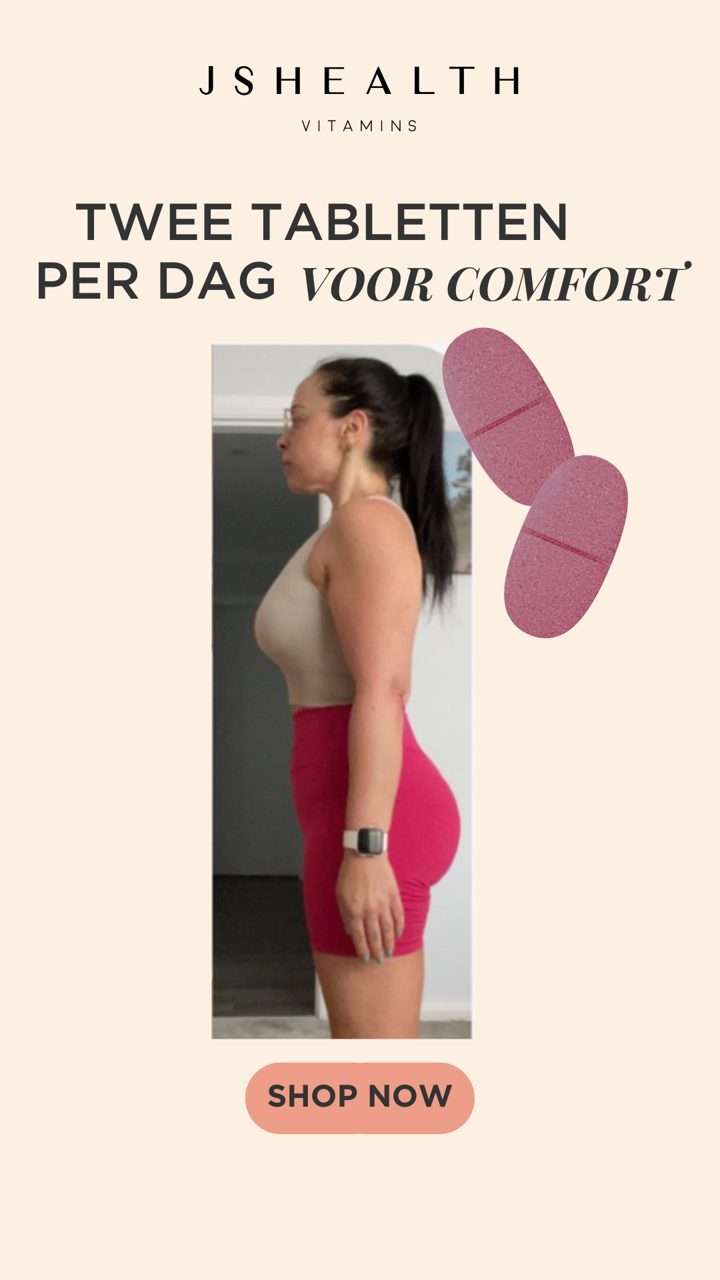 JSHealth Vitamins ad. Angle: An uncomfortable feeling in your belly? Two tablets a day