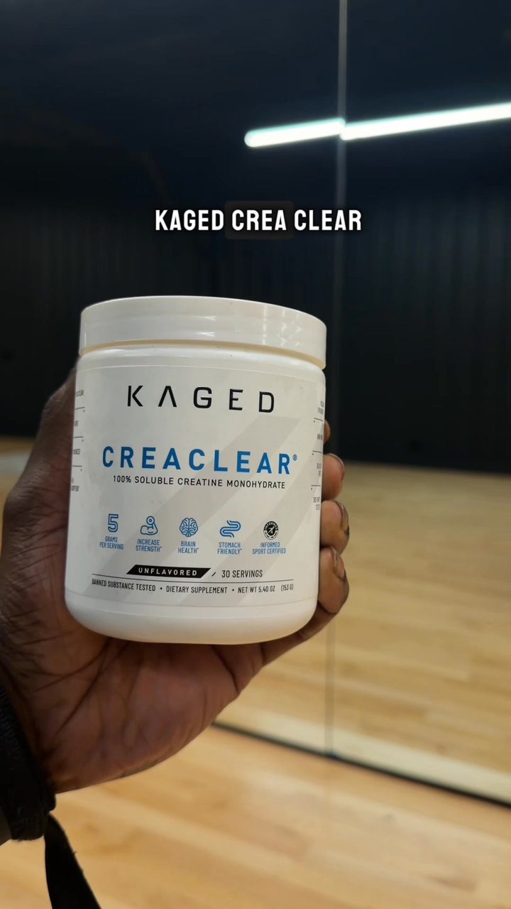 Kaged ad. Angle: People quit creatine because of texture; this one mixes clear