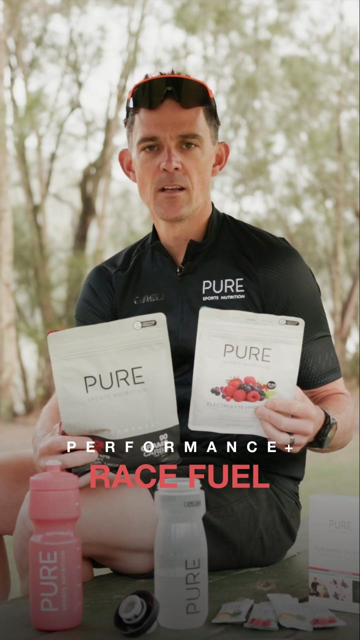 PURE Sports Nutrition ad. Angle: Race fuel prep: master your fuelling in seconds
