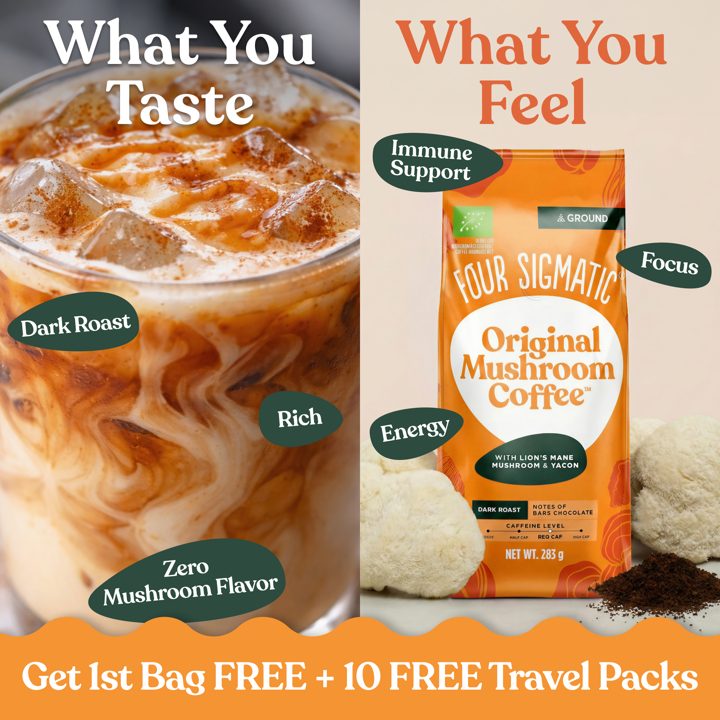 Four Sigmatic ad. Angle: What you taste vs what you feel