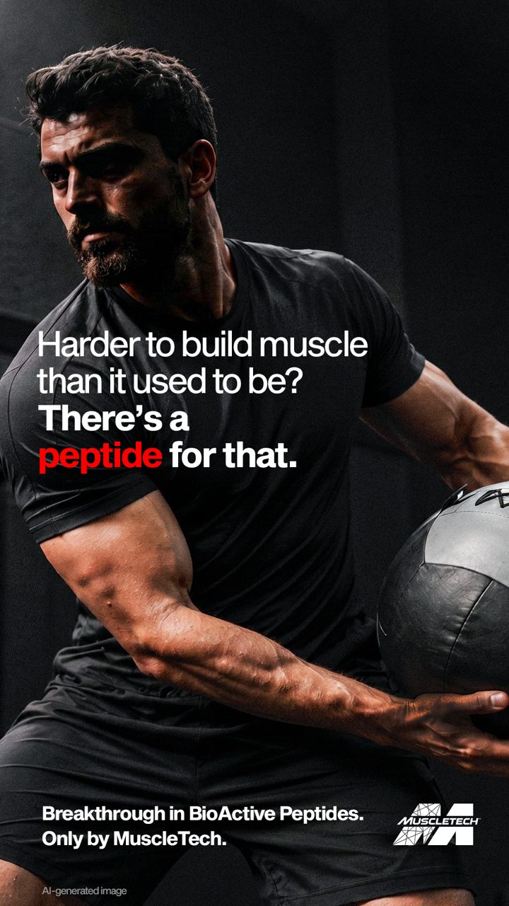 Muscletech ad. Angle: Harder to build muscle than it used to be?