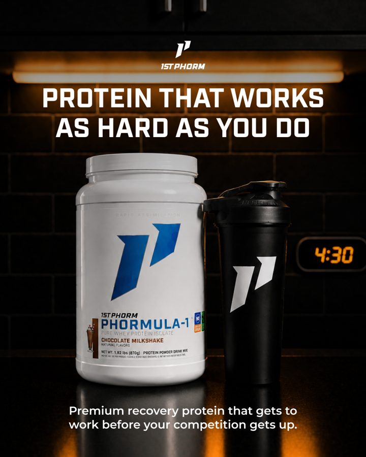 1st Phorm ad. Angle: Results only count if you stick with it, and chalky protein kills the habit