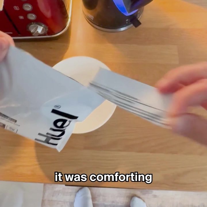Huel ad. Angle: Too tired to cook? Ready in minutes