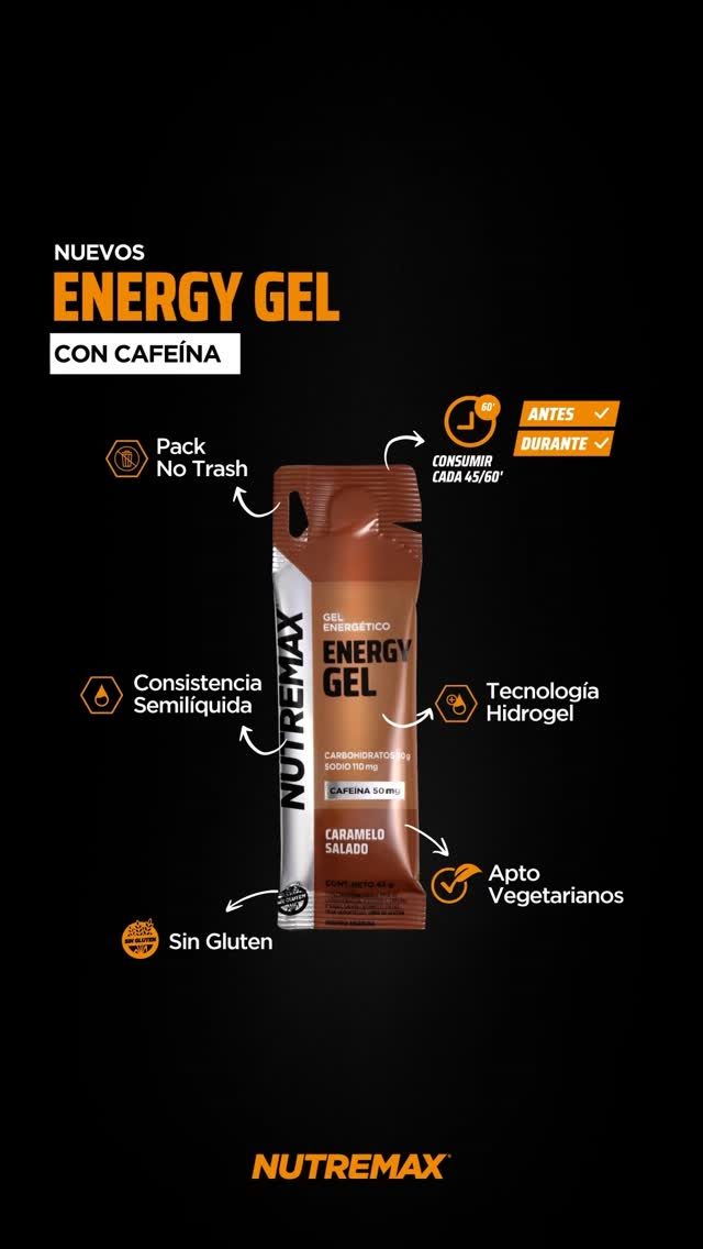 Nutremax ad. Angle: More energy, more focus: new 30 g caffeine gel with hydrogel