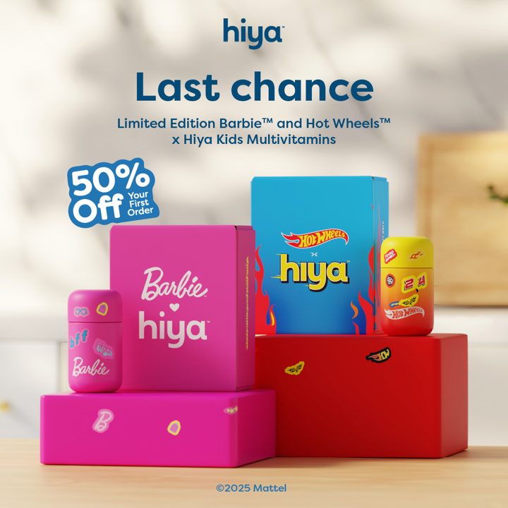 Hiya Health ad. Angle: Limited-edition toy collab packaging for kids' vitamins