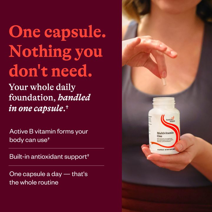 Seeking Health ad. Angle: Most multivitamins are built around a checklist, not a body