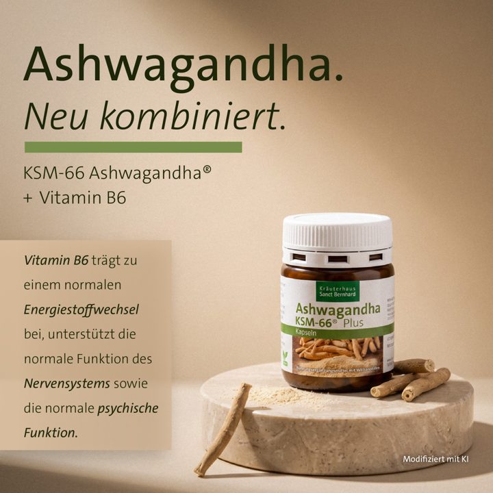 Kräuterhaus Sanct Bernhard ad. Angle: Ashwagandha, newly combined