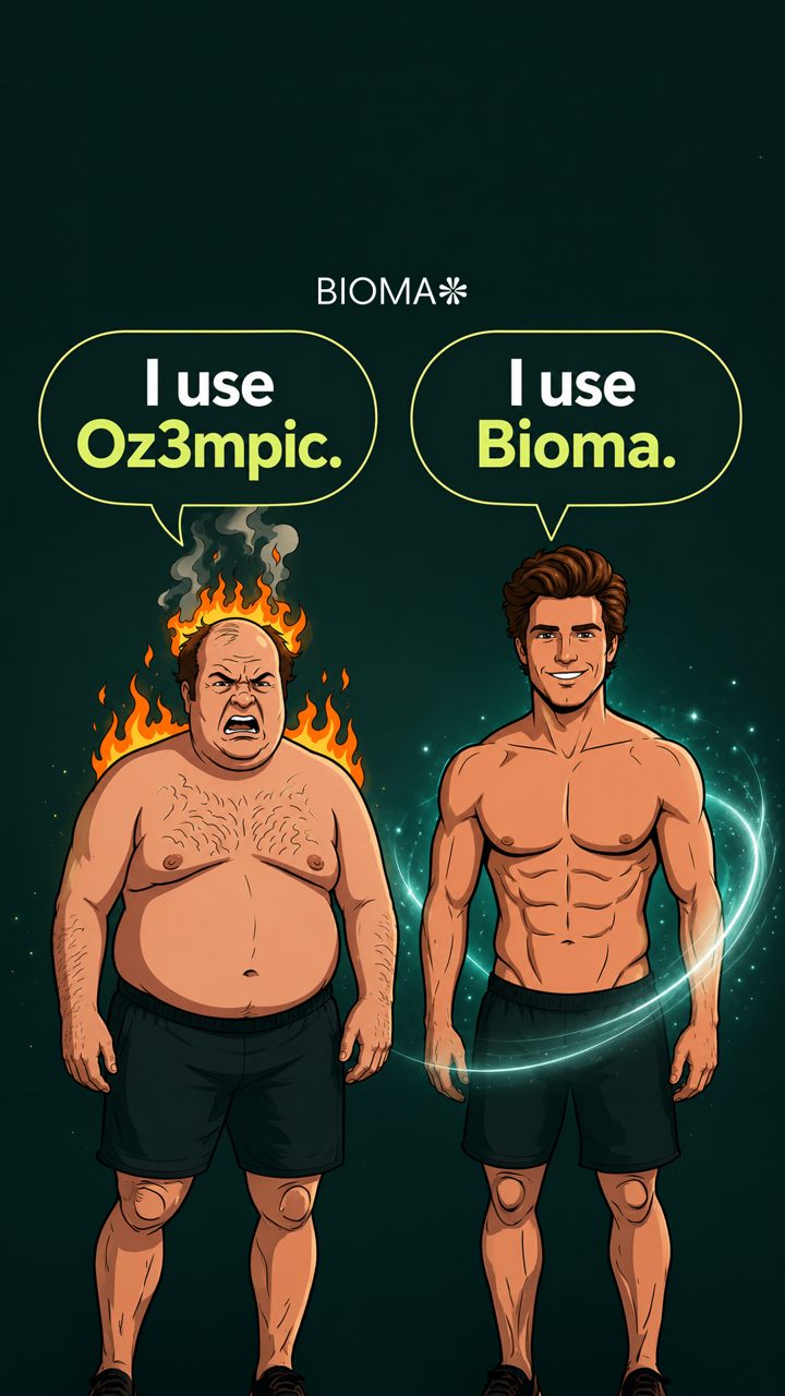 Bioma ad. Angle: Most guys don't want to be skinny; they want to lose the gut