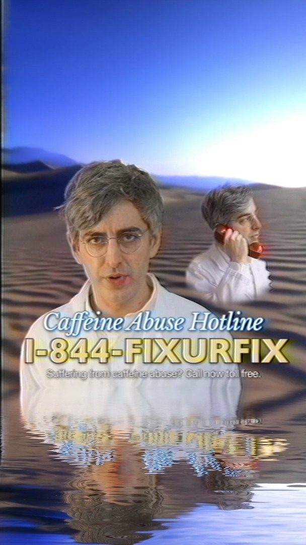 MUD\WTR ad. Angle: Suffering from caffeine abuse? Call the hotline