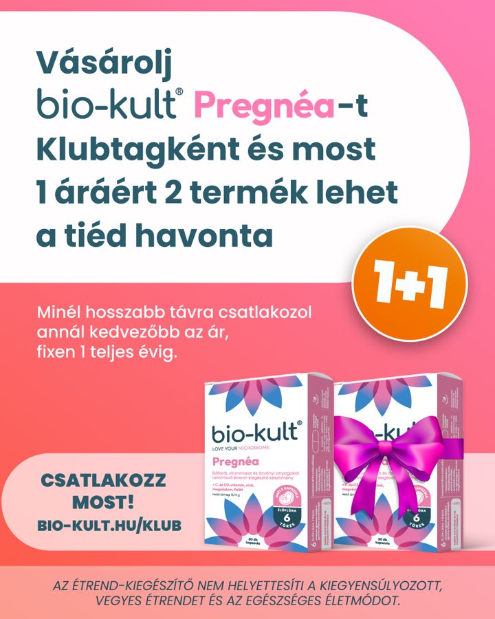 Bio-Kult ad. Angle: From planning to breastfeeding: 2 boxes for the price of 1 every month for a year