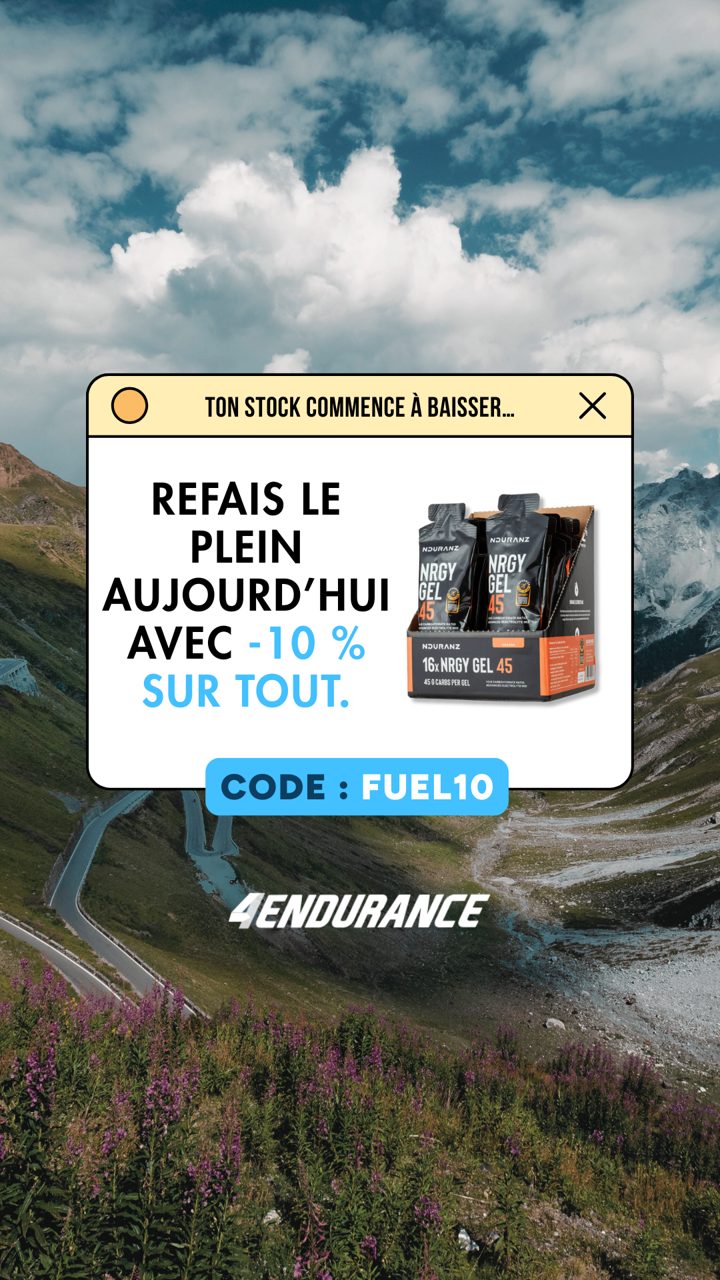 4Endurance ad. Angle: Restock your favourites: -10%, trusted by 200,000 athletes