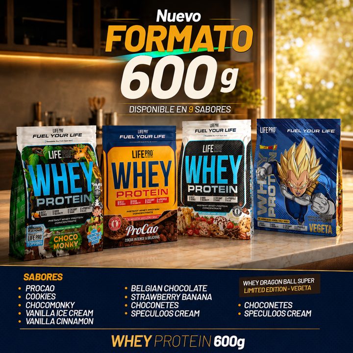 Life Pro Nutrition ad. Angle: New compact size, nine flavours