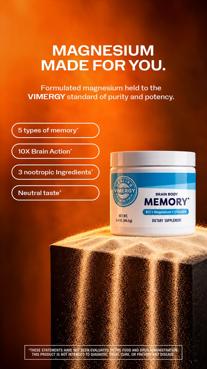 Vimergy ad. Angle: Boost 5 types of memory and 10 brain functions