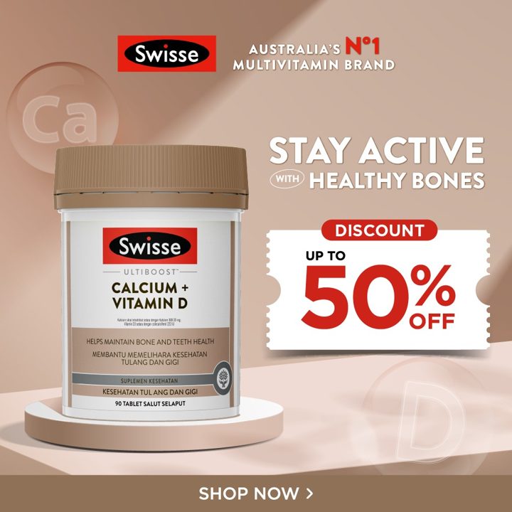 Swisse ad. Angle: Up to 50% off, only on a marketplace store
