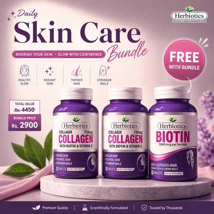 Herbiotics ad. Angle: Buy 2 collagen, get biotin free: a daily beauty bundle