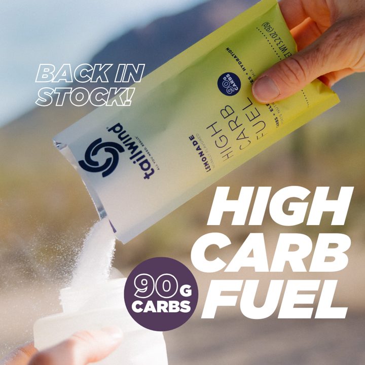 Tailwind Nutrition ad. Angle: Back in stock: high-carb fuel