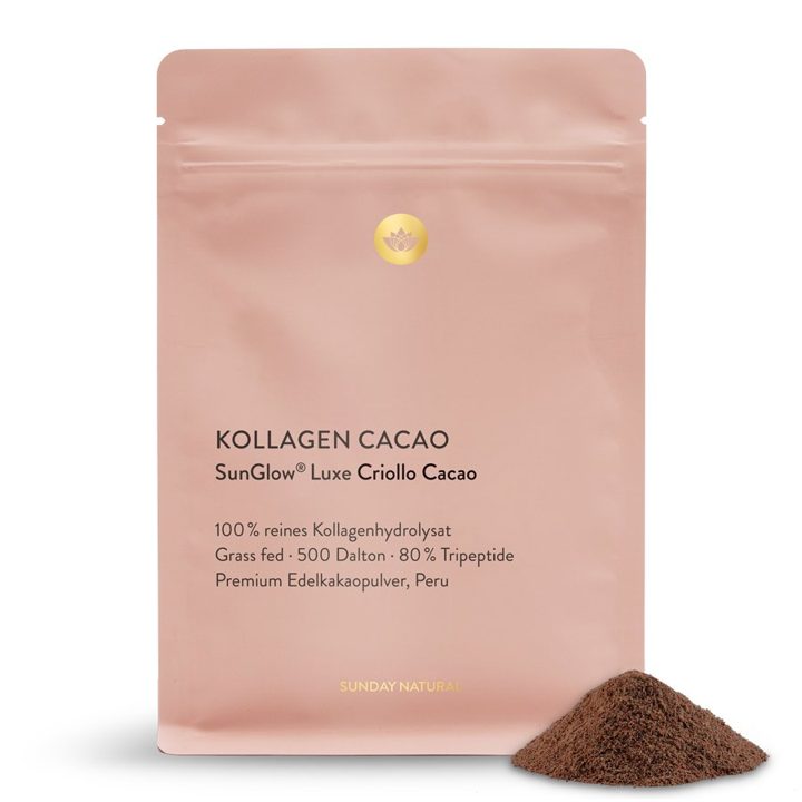 Sunday Natural ad. Angle: Premium collagen with fine cacao