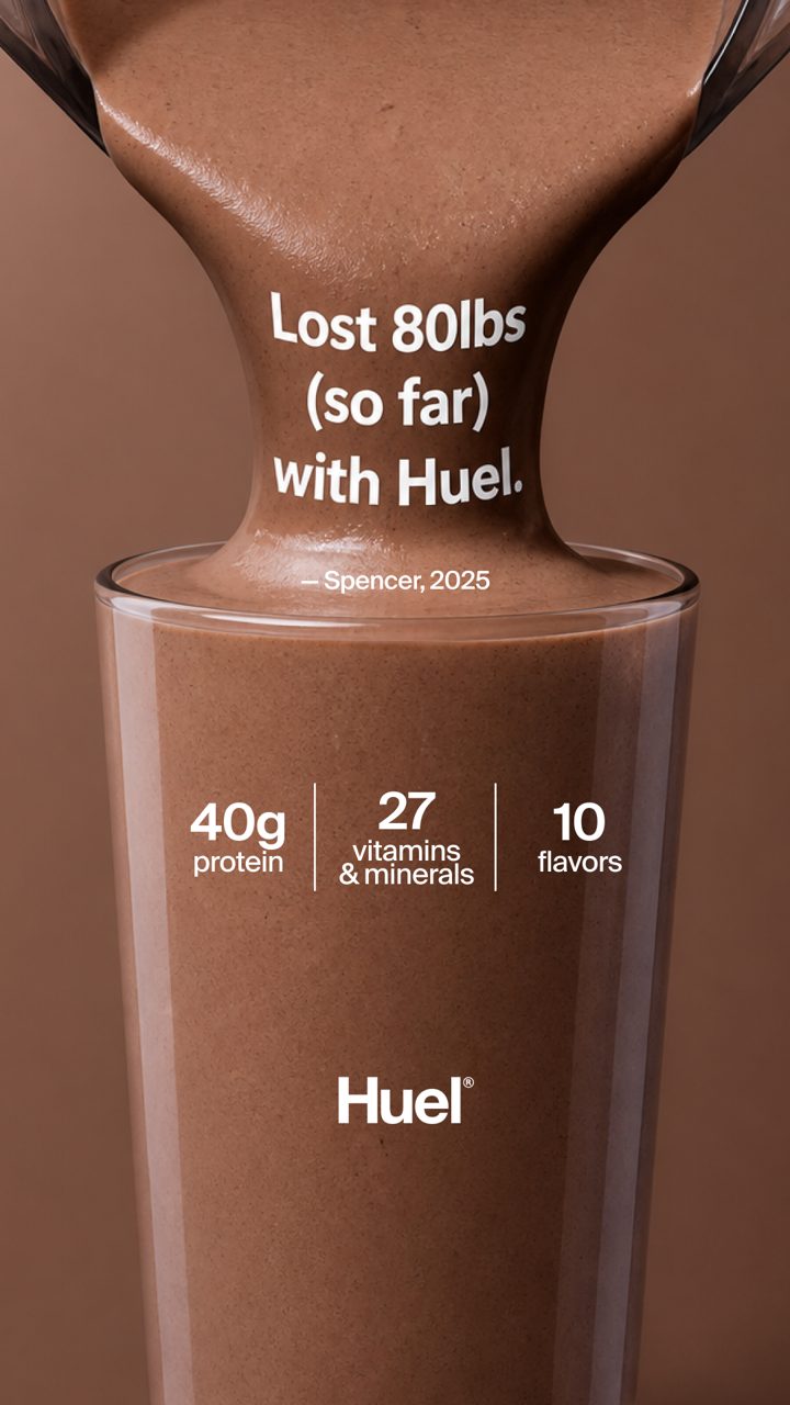 Huel ad. Angle: Most people don't snack because they're weak; they're under-fuelled