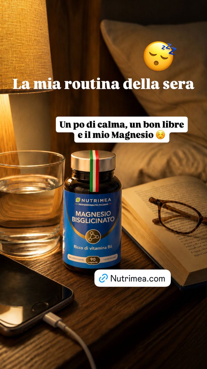 Nutrimea ad. Angle: Highly absorbable magnesium bisglycinate with B6 to reduce tiredness