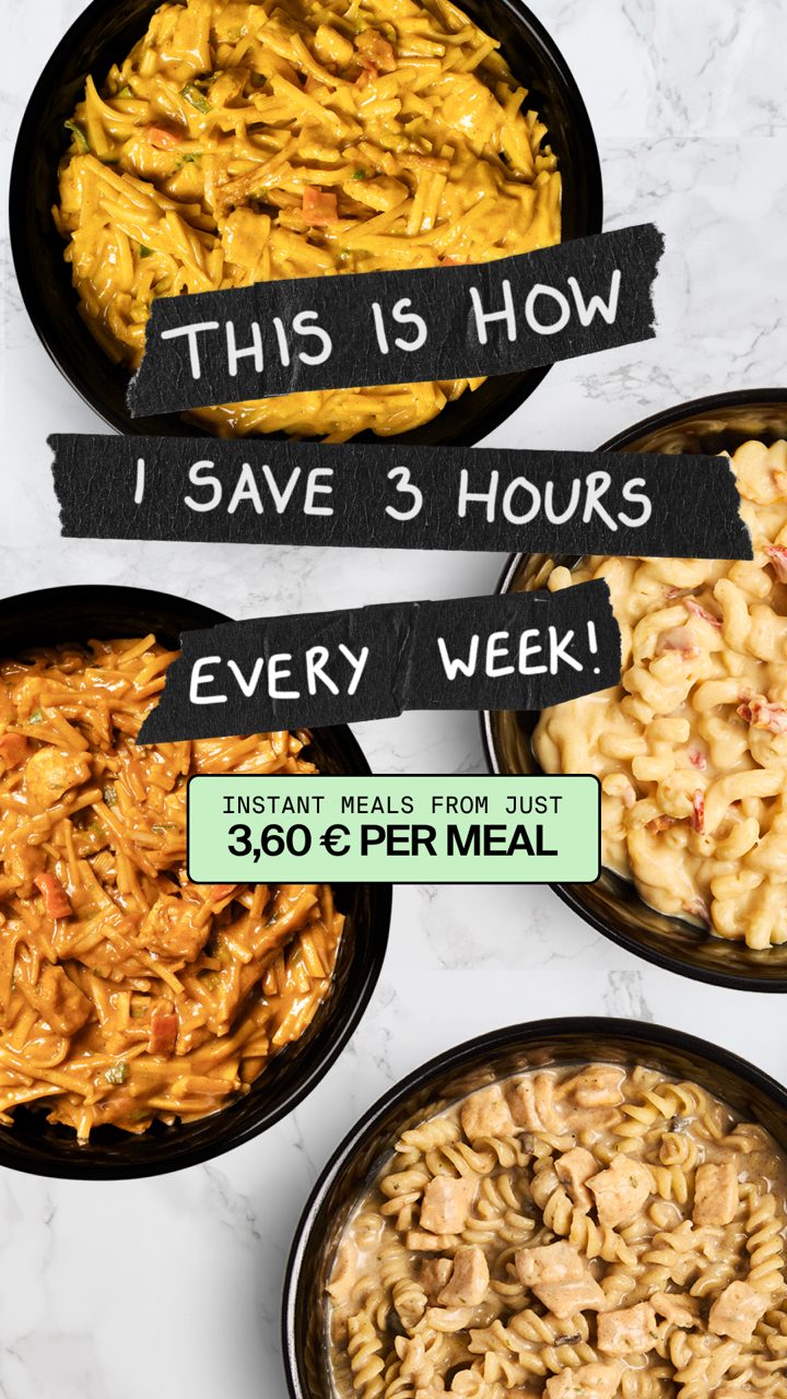 Huel ad. Angle: Hungry again by 3pm? Lunch didn't do its job