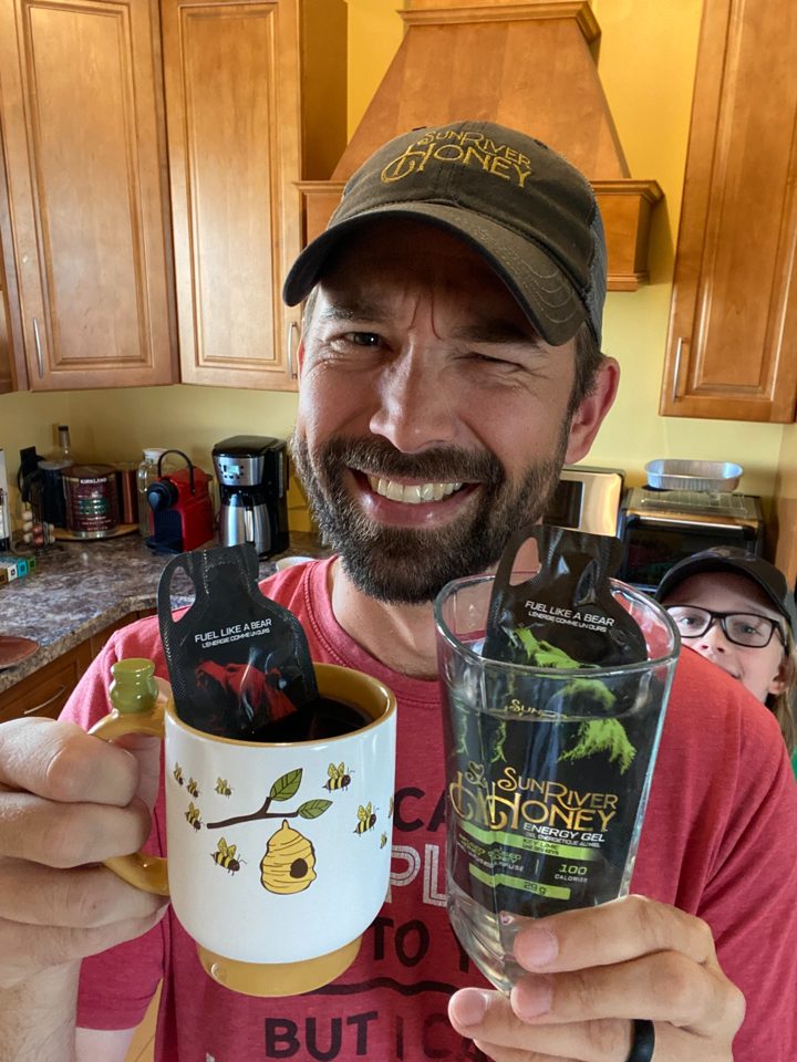 Sun River Honey ad. Angle: What is wrong with runners in Canada?! (honey gel in coffee)