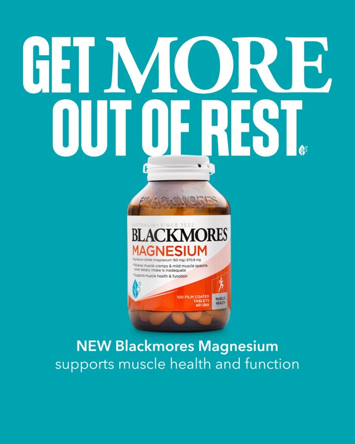 Blackmores ad. Angle: Sore muscles? Get more out of rest
