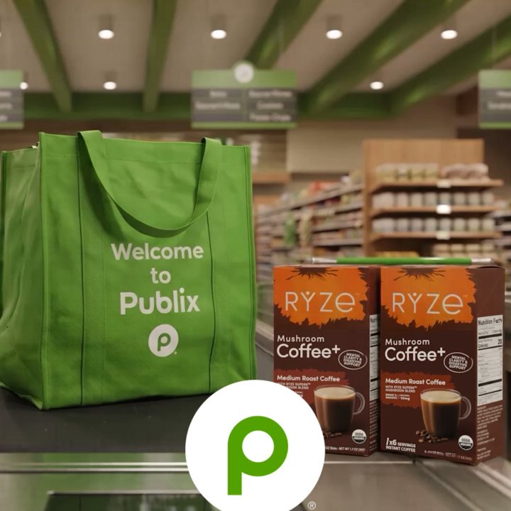 Ryze ad. Angle: The coffee aisle is making 'shroom for us