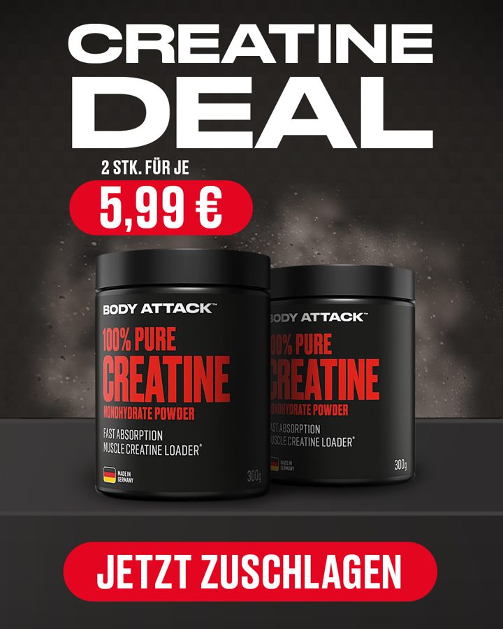 Body Attack ad. Angle: 2 x 300 g for €5.99 each