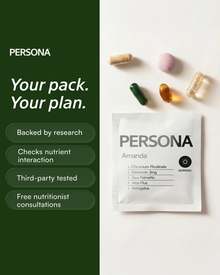 Persona Nutrition ad. Angle: A nutritionist, a pharmacist and a vitamin aisle in a 5-minute quiz