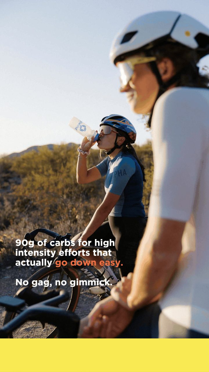 Tailwind Nutrition ad. Angle: 90 grams of carbs, one bottle