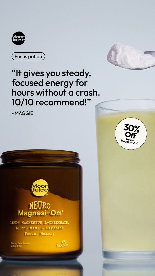 Moon Juice ad. Angle: Customer quote + 30% off