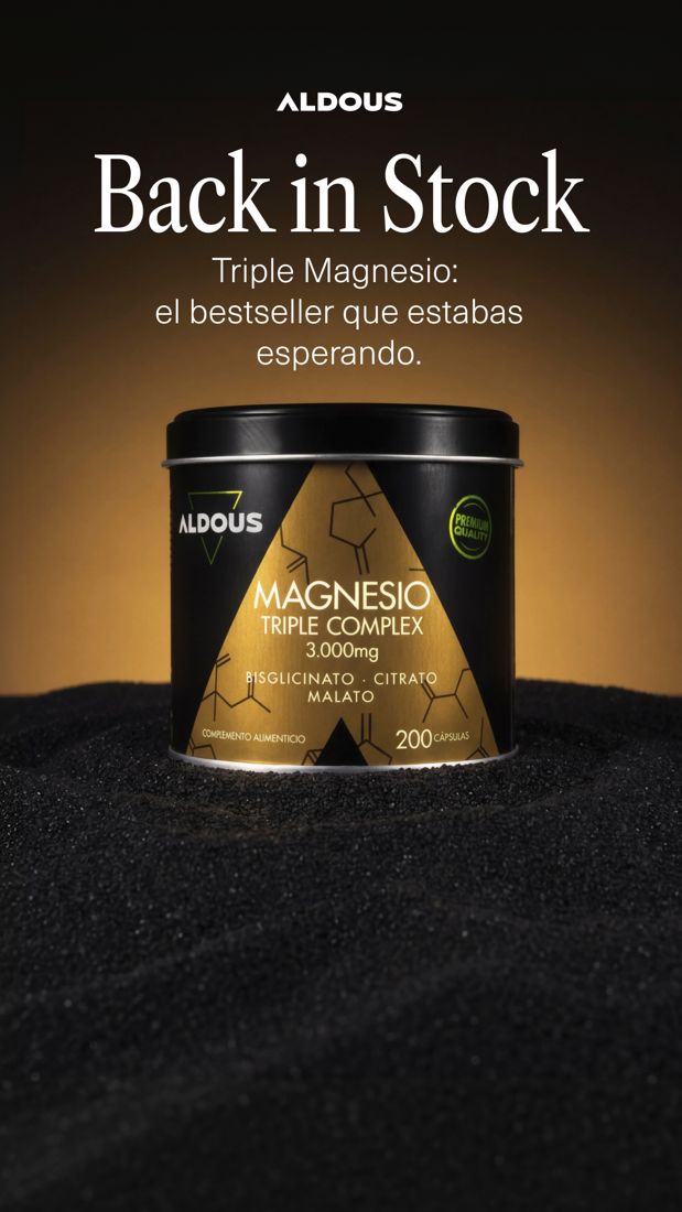 Aldous Bio ad. Angle: Back in stock: one of our bestsellers