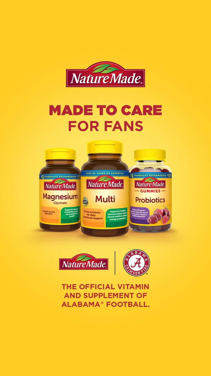 Nature Made ad. Angle: The official vitamin of your team