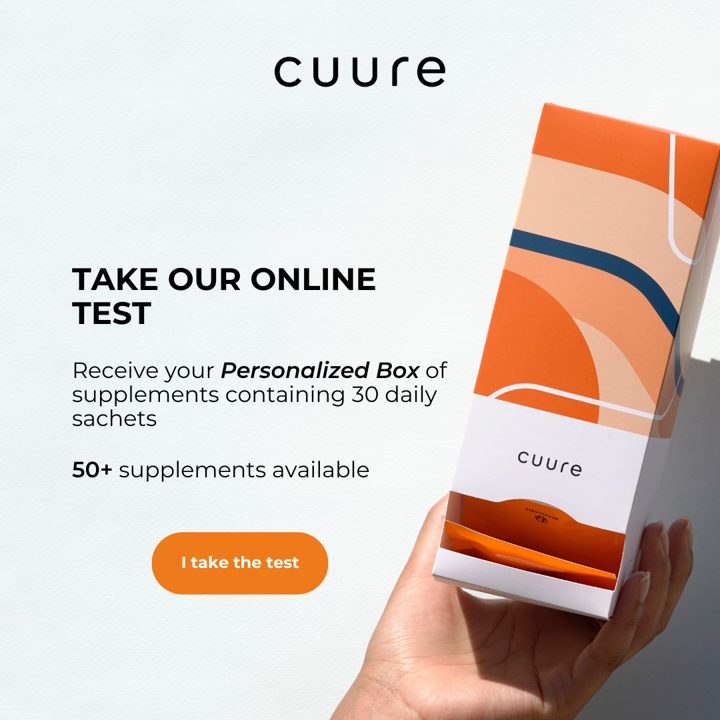 Cuure ad. Angle: Take the free online test for a personalised box