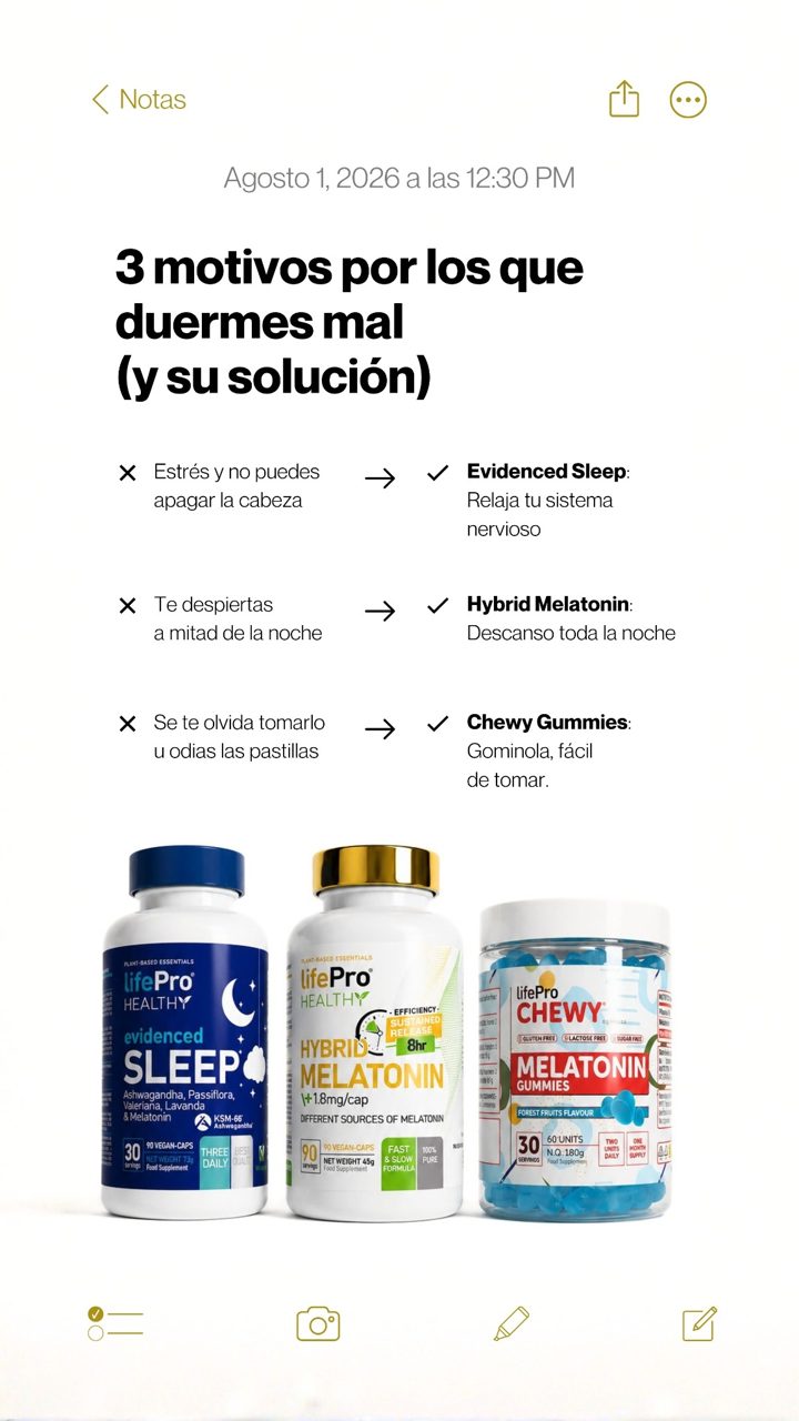 Life Pro Nutrition ad. Angle: Three night-time formats: pick the one that fits you