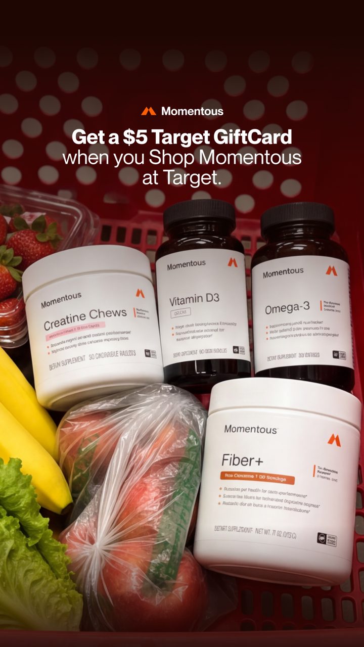 Momentous ad. Angle: Buy at the retailer, get $5 back
